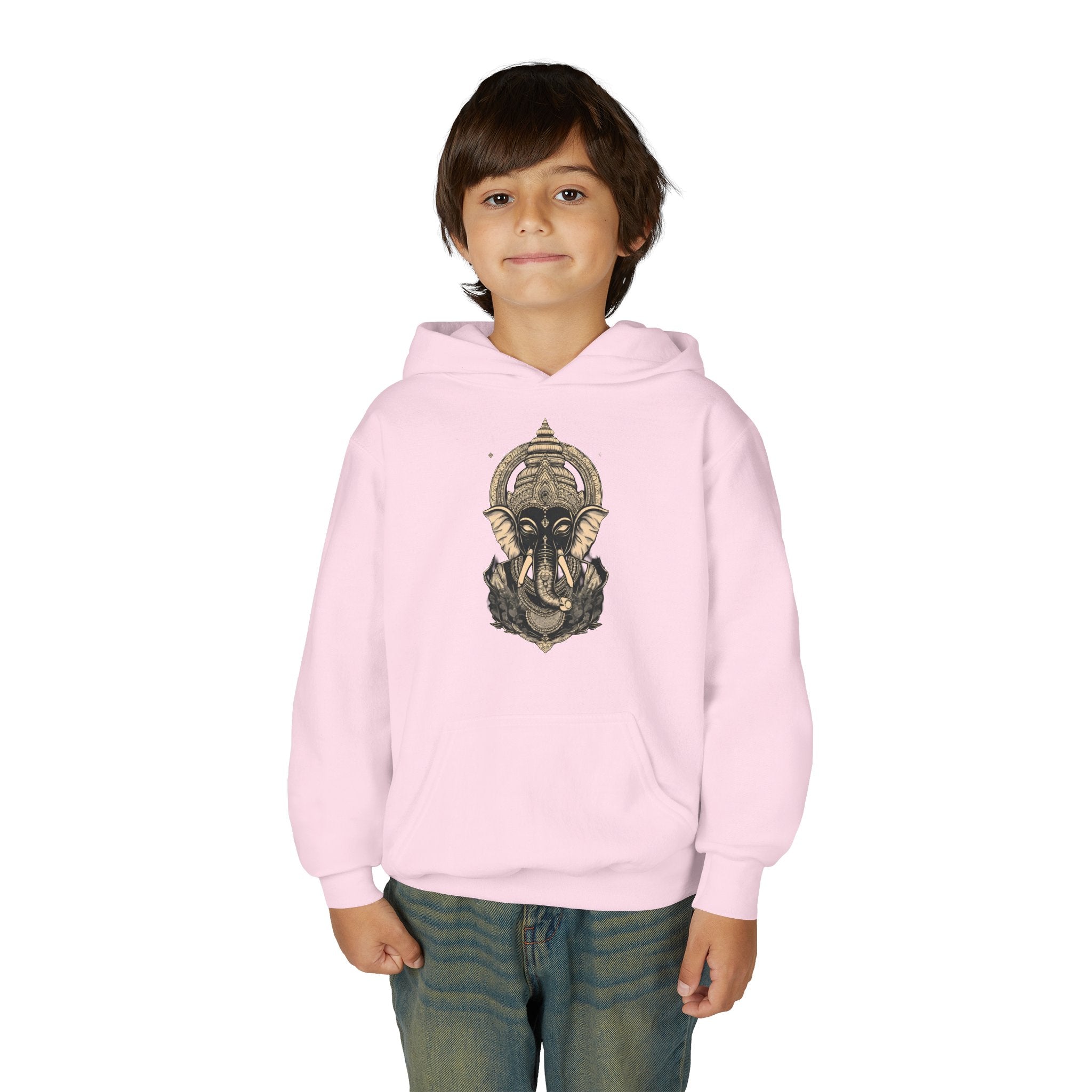 Youth Hoodie — Majestic Ganesha Elephant Art Graphic