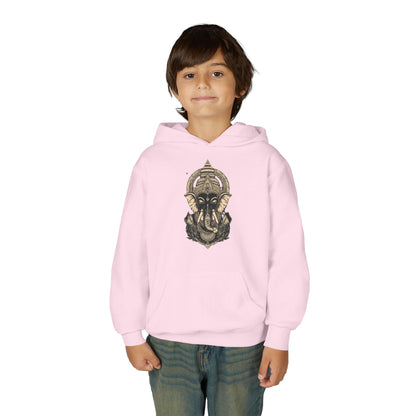 Youth Hoodie — Majestic Ganesha Elephant Art Graphic
