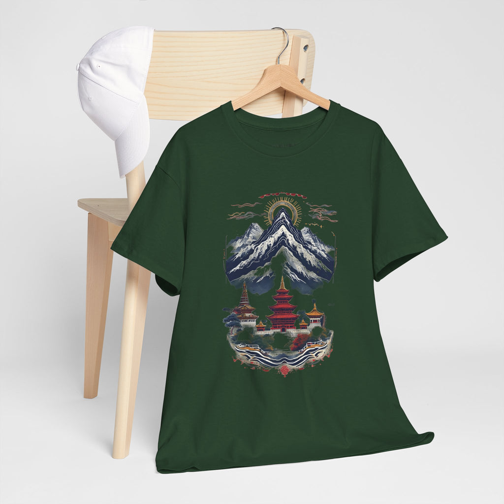Japanese Mountain Pagoda T-Shirt — Zen Temple Landscape Tee