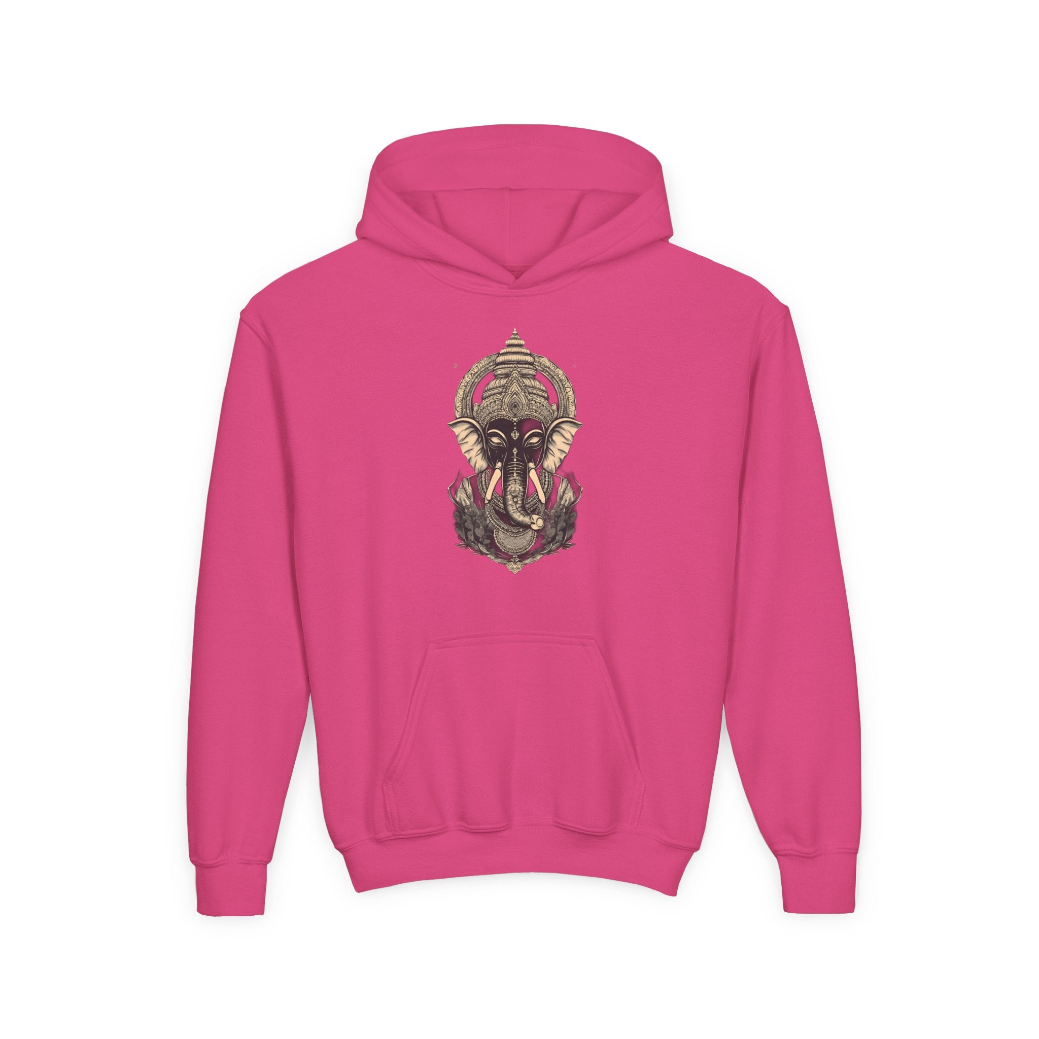 Youth Hoodie — Majestic Ganesha Elephant Art Graphic