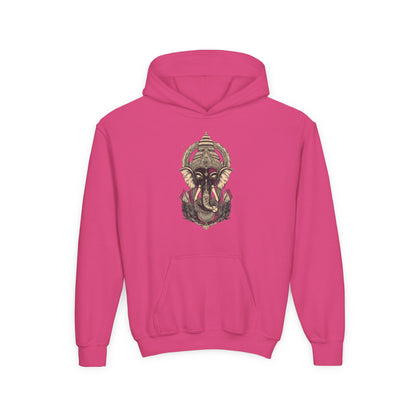 Youth Hoodie — Majestic Ganesha Elephant Art Graphic