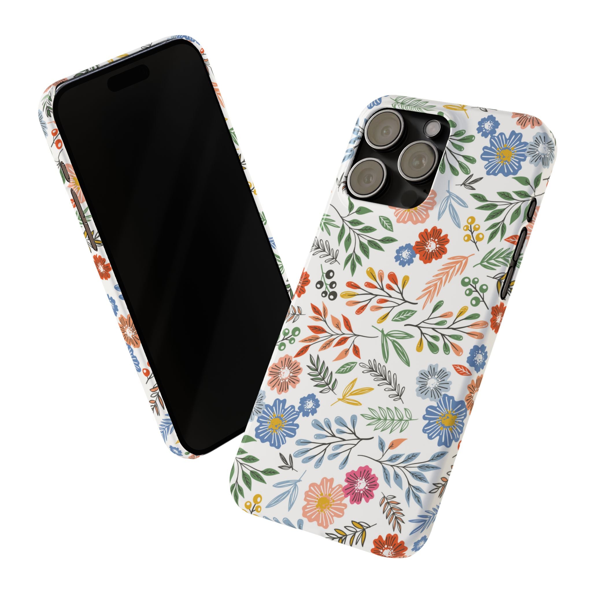 Slim Floral Phone Case — Colorful Hand-Drawn Wildflower Design