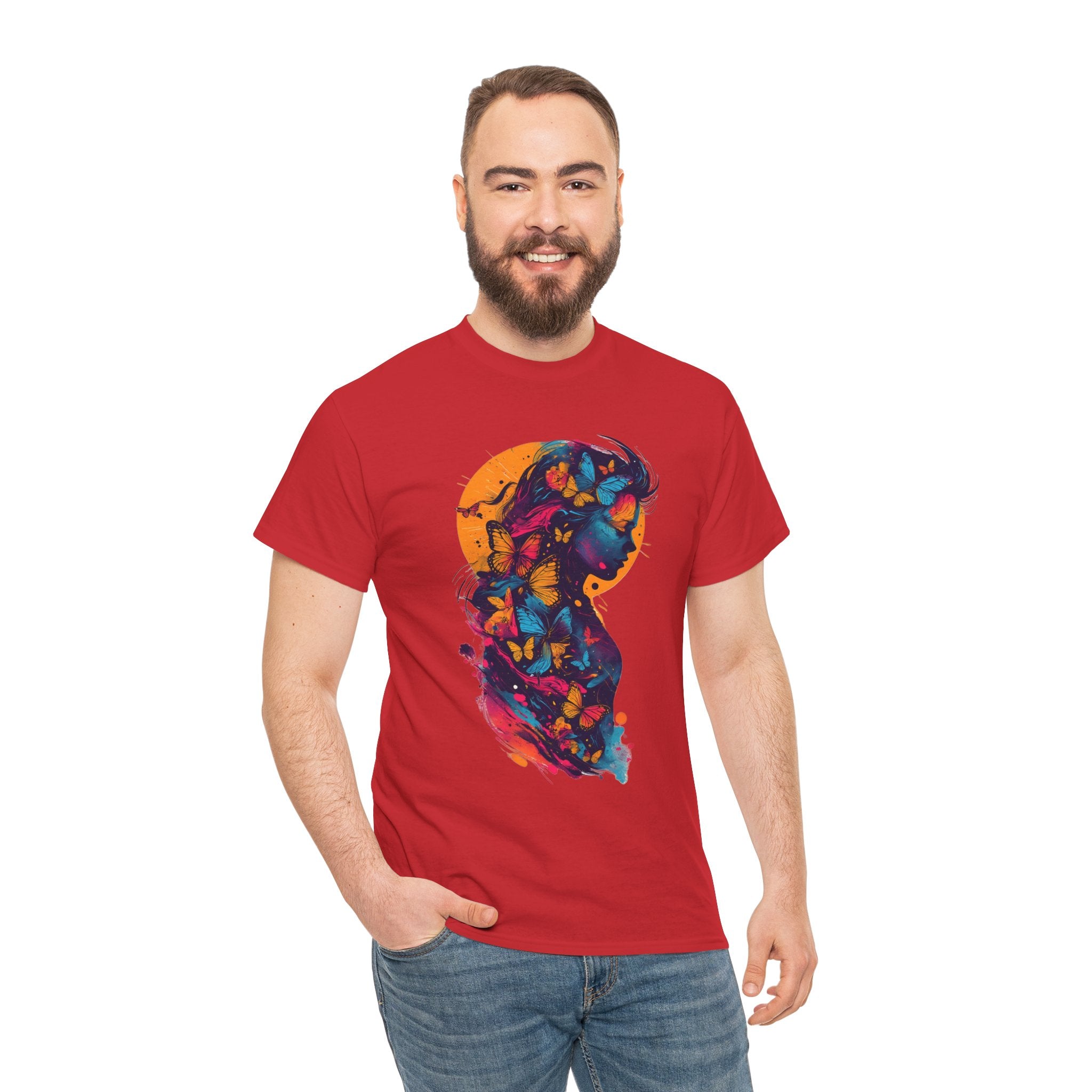 Butterfly Silhouette Graphic Tee — Colorful Maternity Profile Design
