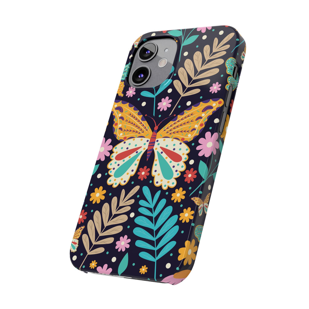 Butterfly Floral Slim Phone Case — Colorful Boho Garden Design