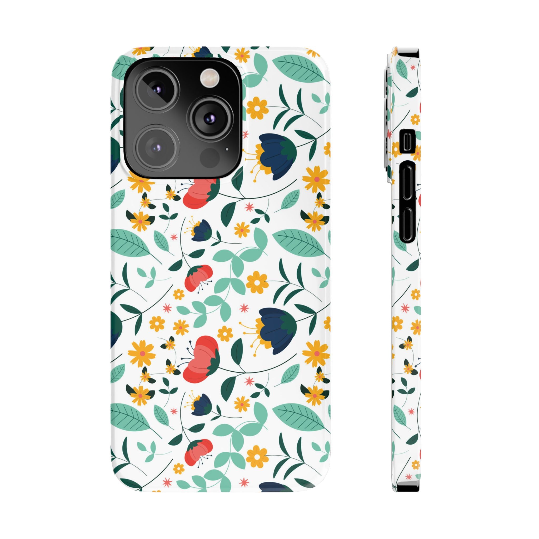 Floral Slim Phone Case — Colorful Folk Flower Pattern