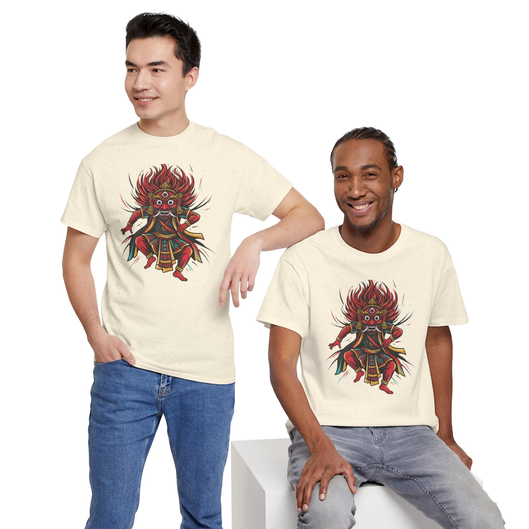 T-Shirt — Fierce Red Oni Demon Graphic Tee (Mythic Japanese Mask Design)