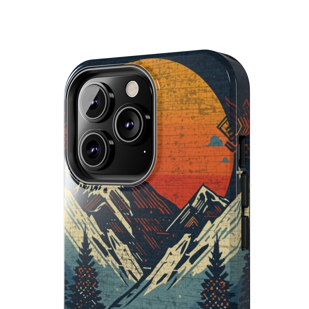 Tough Phone Case — Retro Mountain Sunset Design