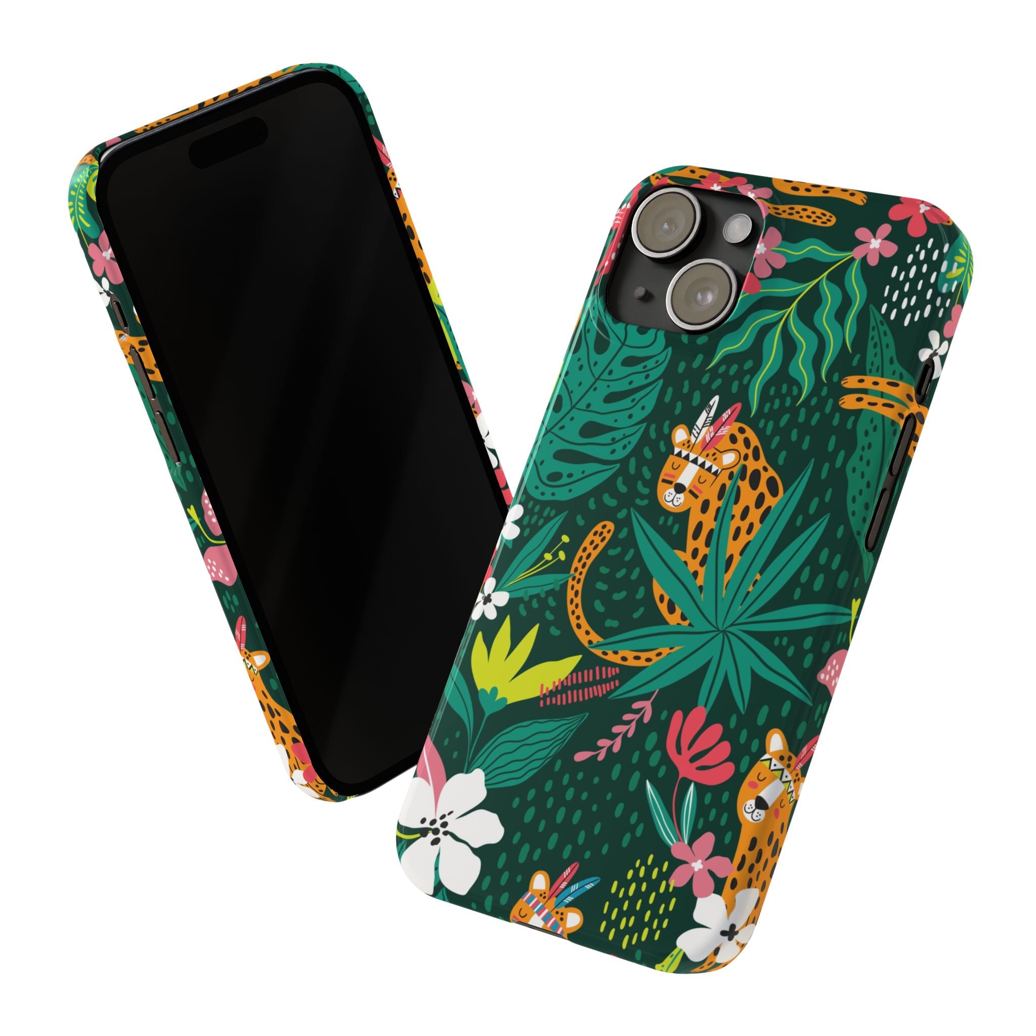 Slim Phone Case — Tropical Jungle Leopard Floral Pattern (Slim Protective Phone Cover)