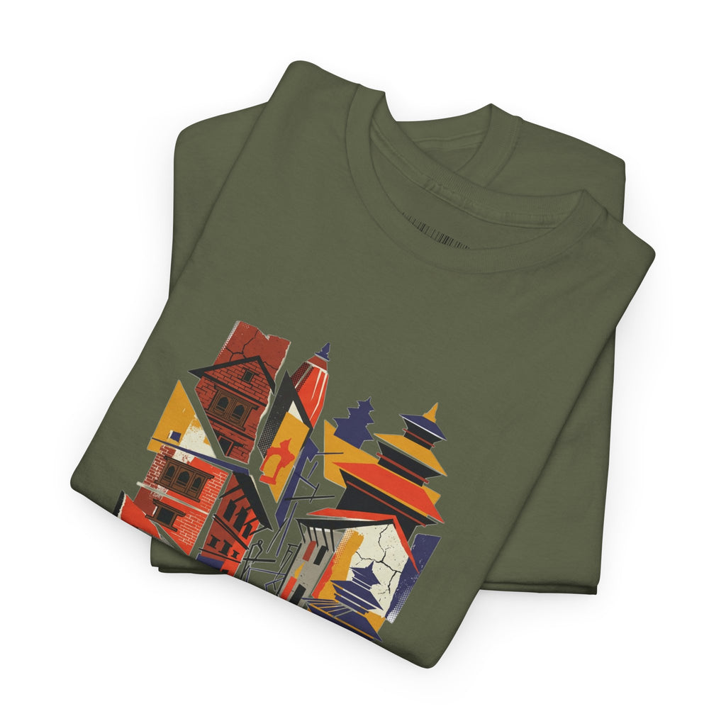 Cityscape Abstract Tee — Colorful Urban Architecture Graphic T‑Shirt