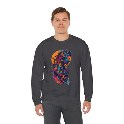 Butterfly Silhouette Crewneck Sweatshirt — Colorful Butterfly Profile Graphic