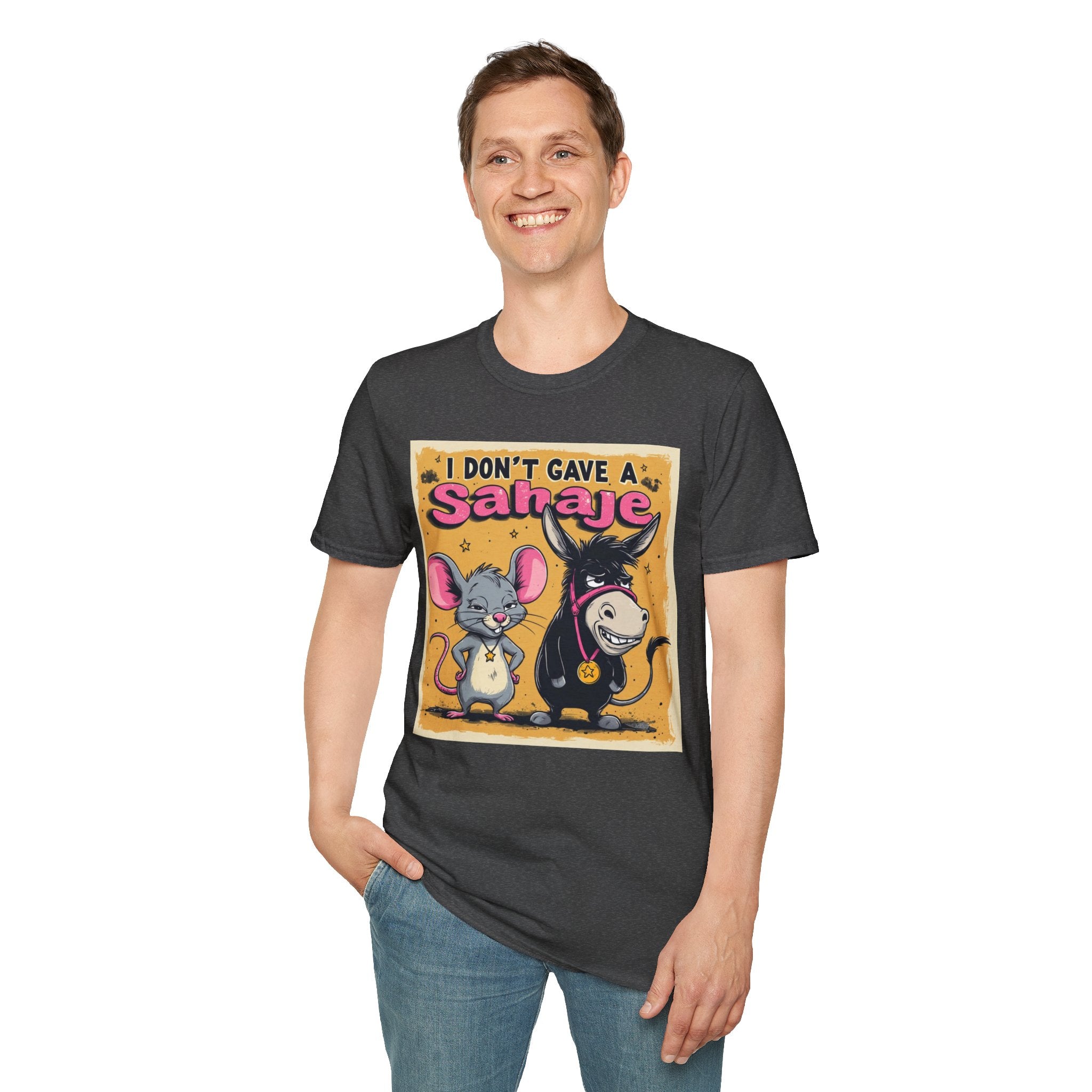 Don’t Give a Satrage T-Shirt — Funny Mouse & Donkey Cartoon Tee