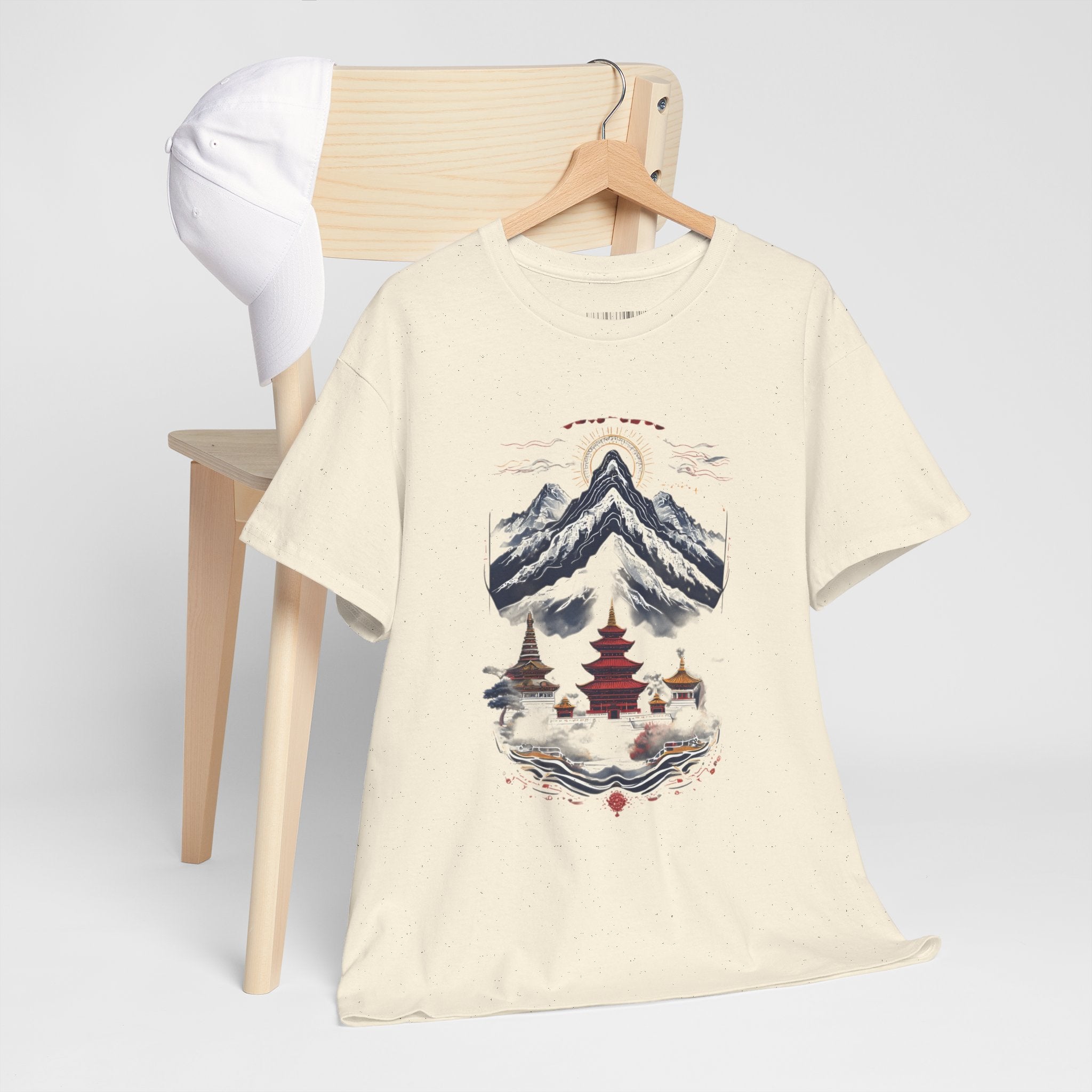 Japanese Mountain Pagoda T-Shirt — Zen Temple Landscape Tee