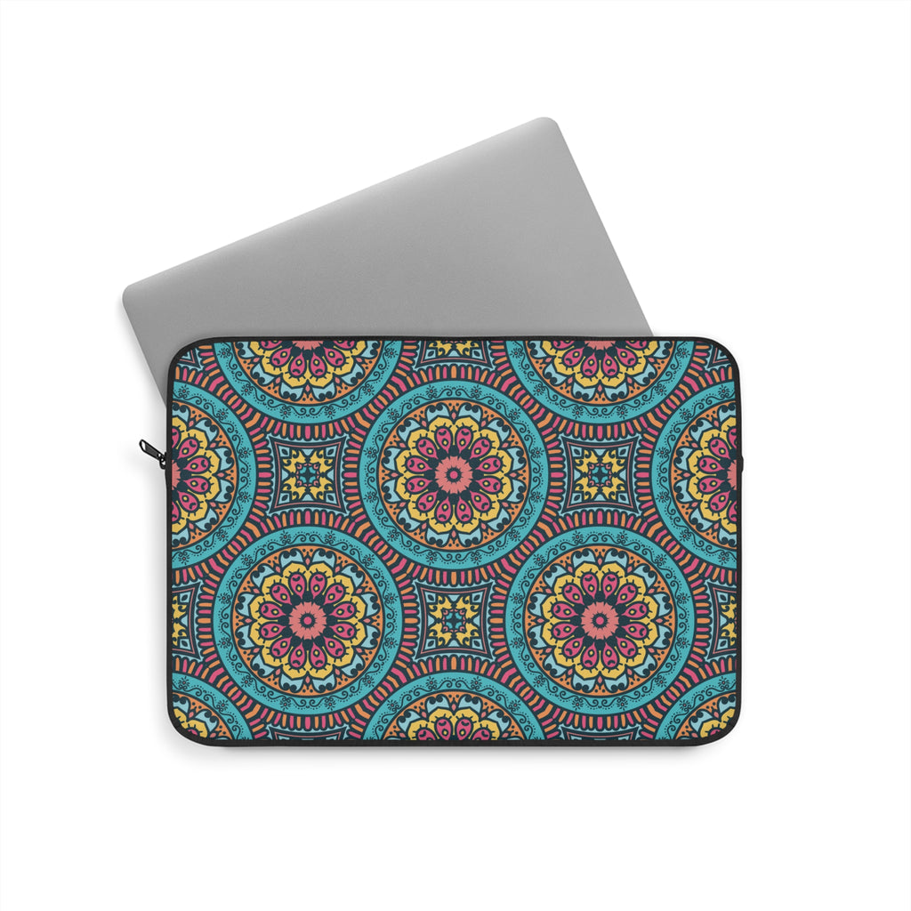 Colorful Boho Laptop Sleeve | Stylish Tech Case, Unique Computer Bag, Mandala Design, Gift for Students and Professionals