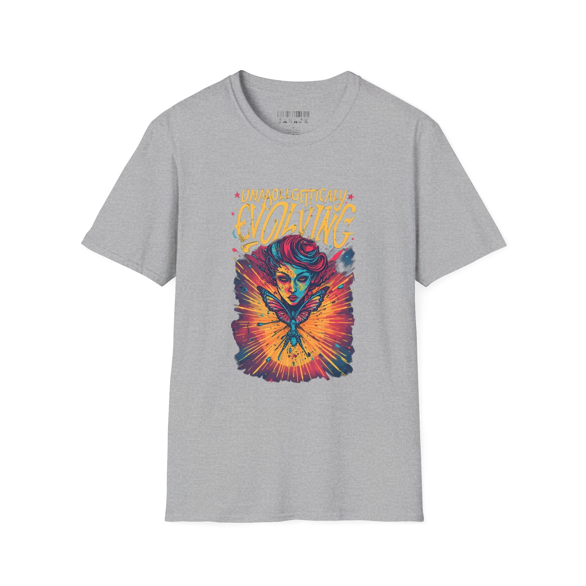 Evolving Butterfly Graphic T-Shirt — "Unapologetically Evolving" Vibrant Psychedelic Tee