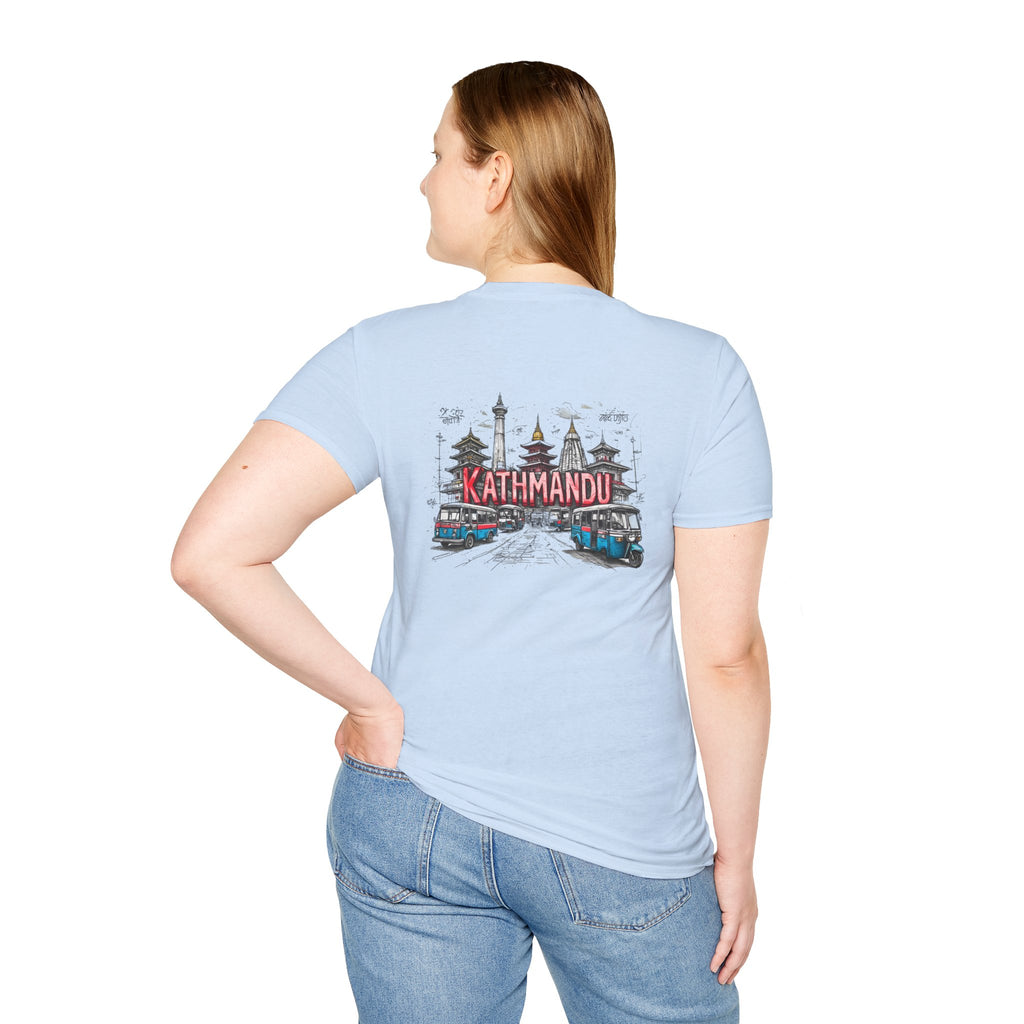 Kathmandu Travel T-Shirt — Nepali Temple & Vintage Jeep Graphic tee
