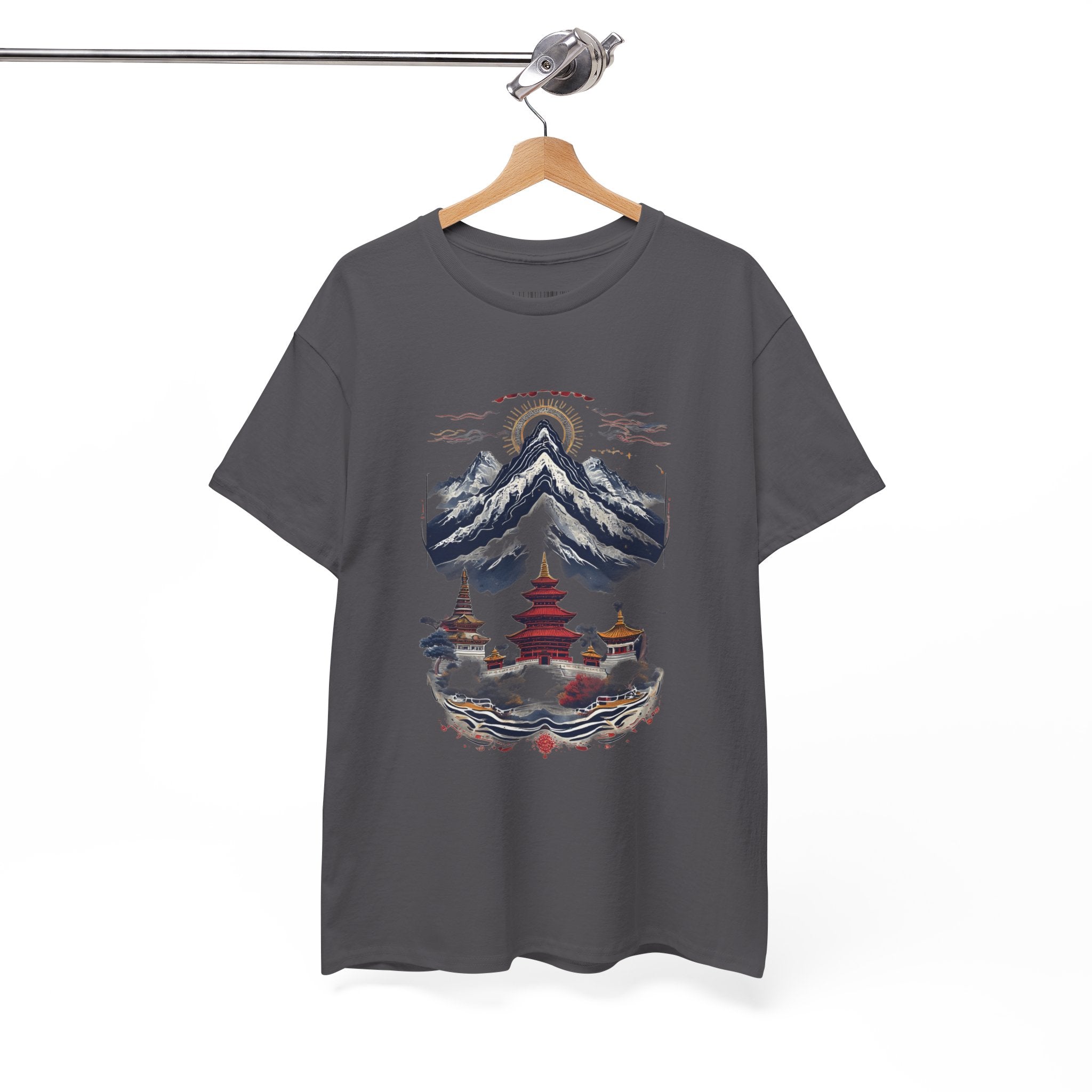 Japanese Mountain Pagoda T-Shirt — Zen Temple Landscape Tee