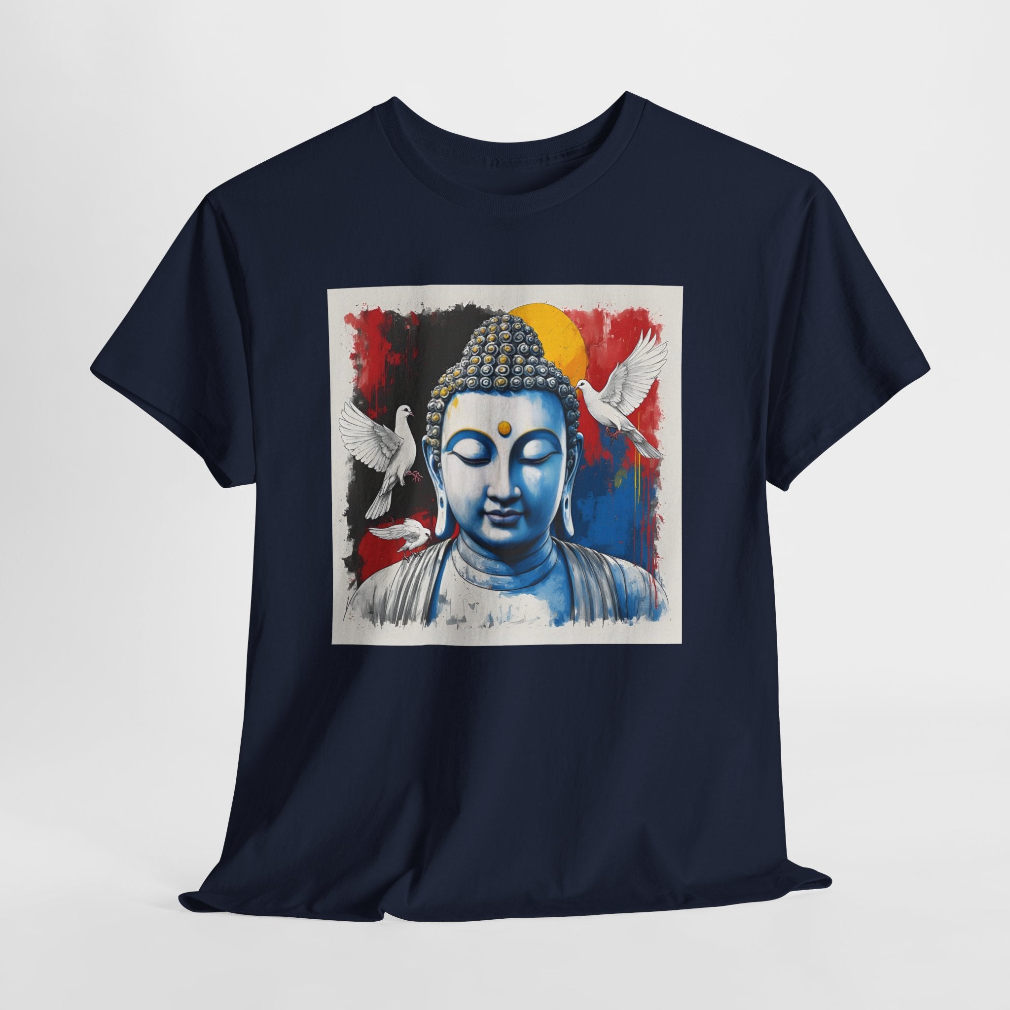 Buddha Peace Tee — Colorful Buddha & Doves Graphic T-Shirt