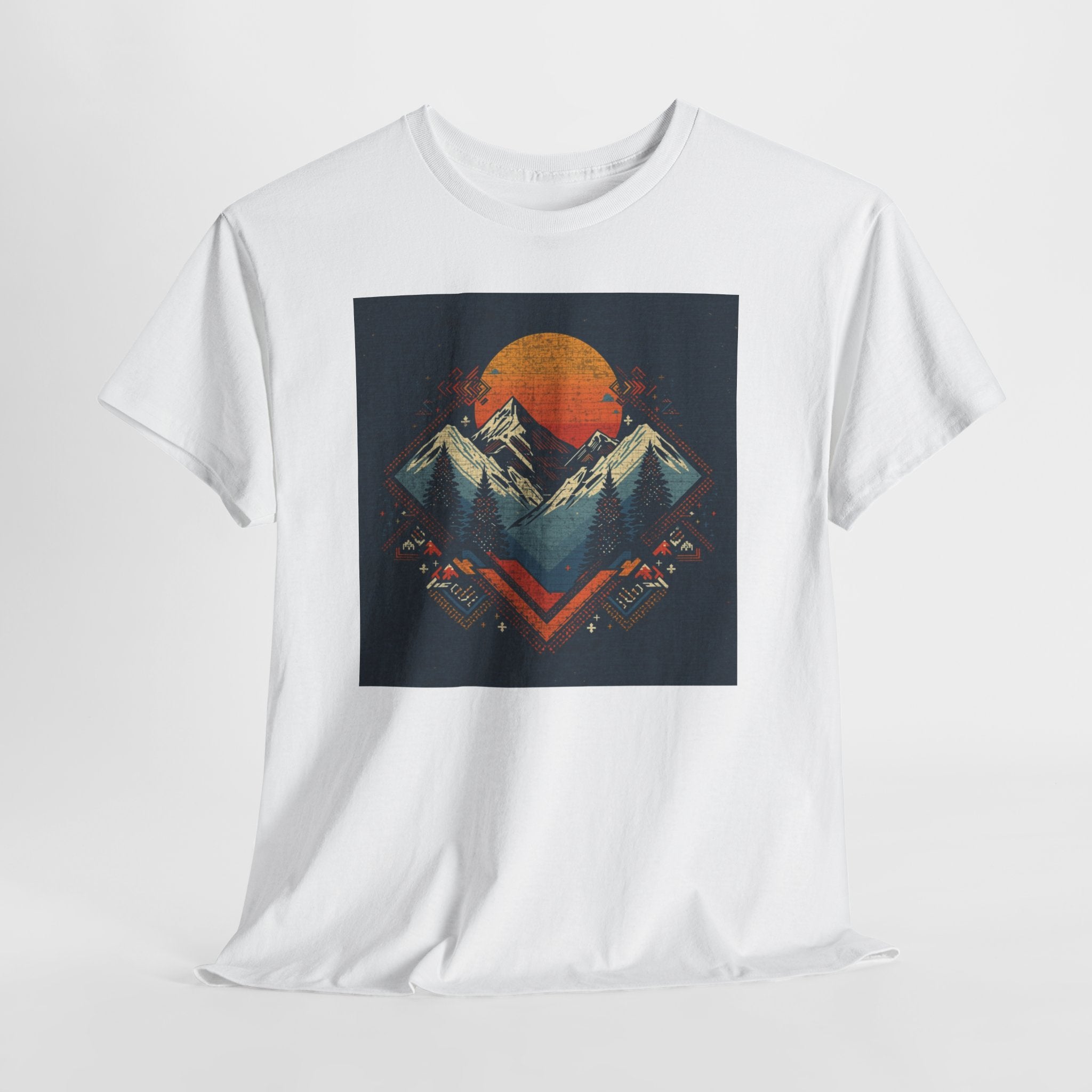 Mountain Sunset Graphic Tee — Vintage Retro Outdoor Nature T-Shirt