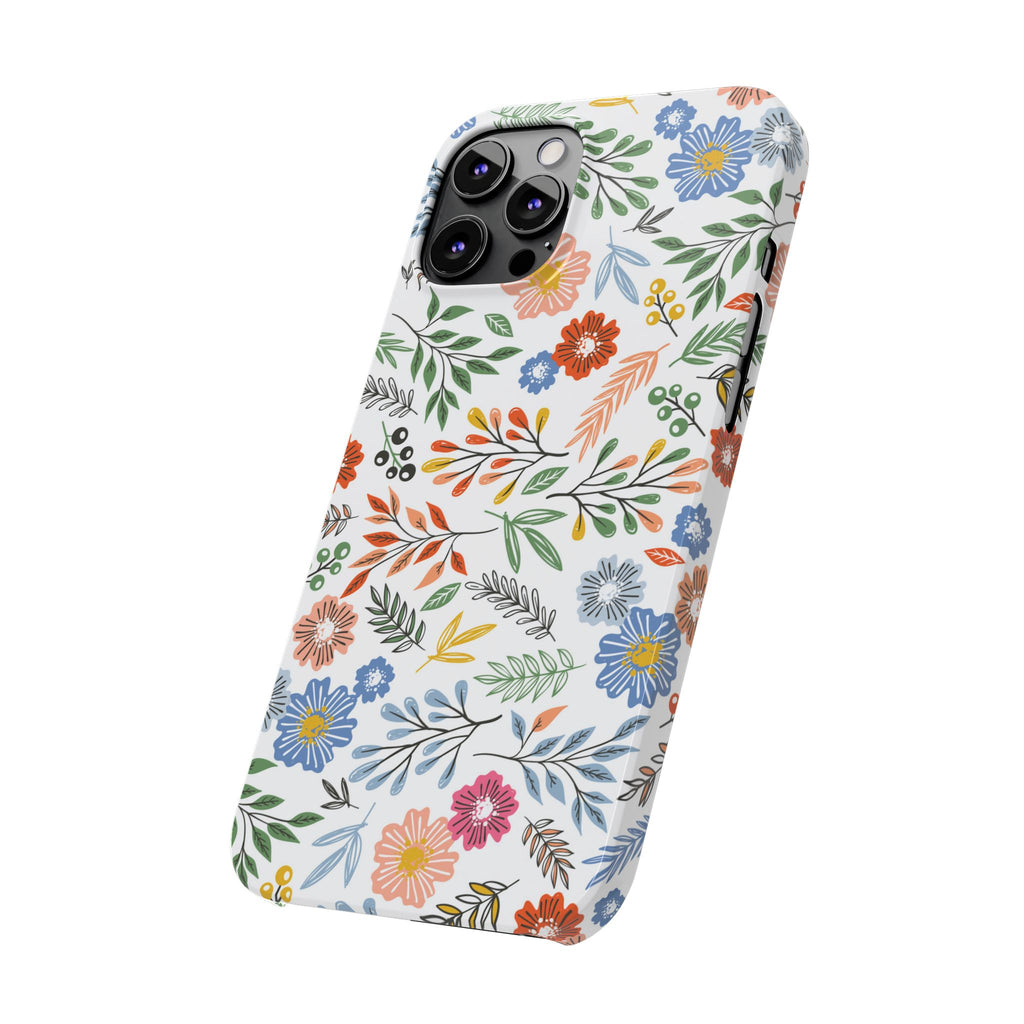 Slim Floral Phone Case — Colorful Hand-Drawn Wildflower Design