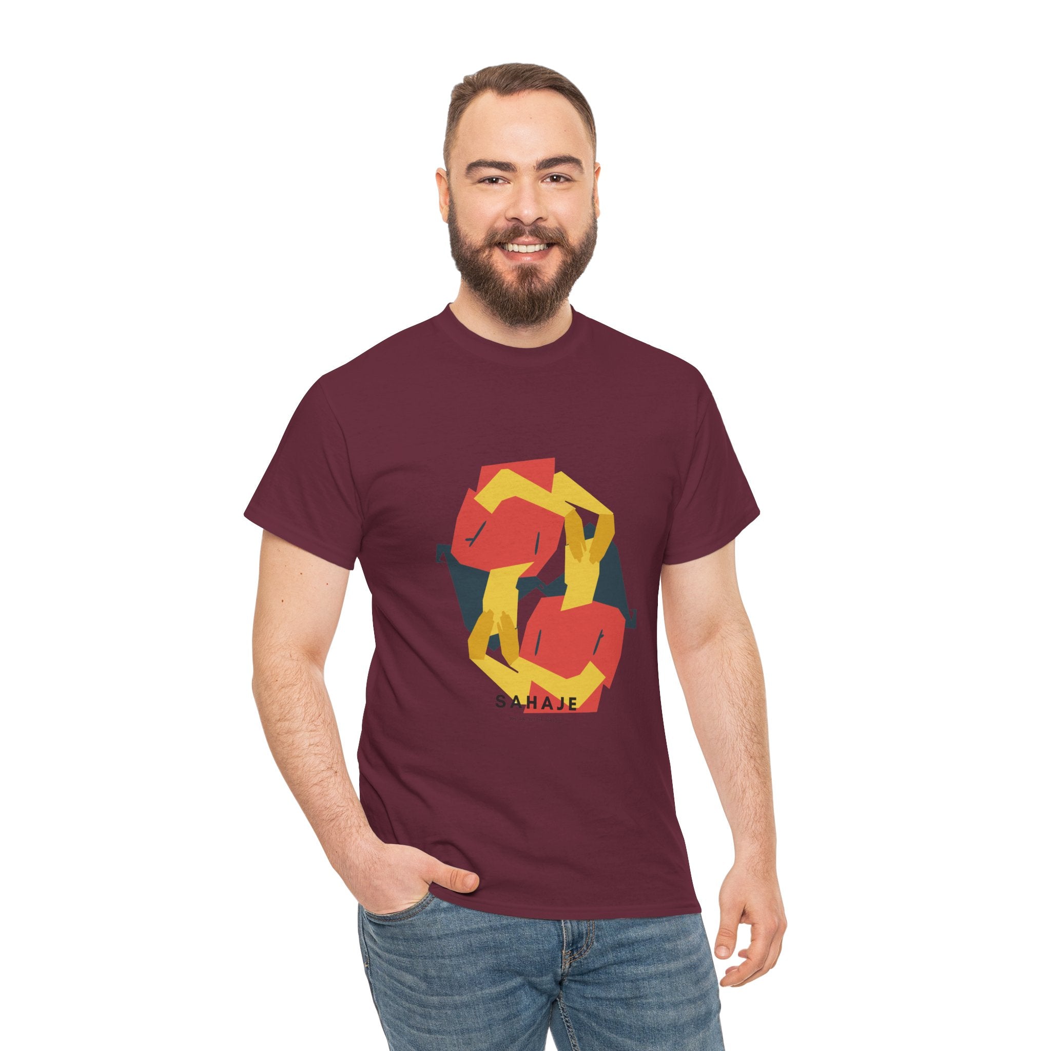 Geometric Fox Tee — Stylized Red & Yellow Fox Illustration T-Shirt