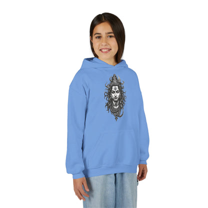 Shiva Illustration Youth Hoodie — Mystical Hindu God Graphic Pullover