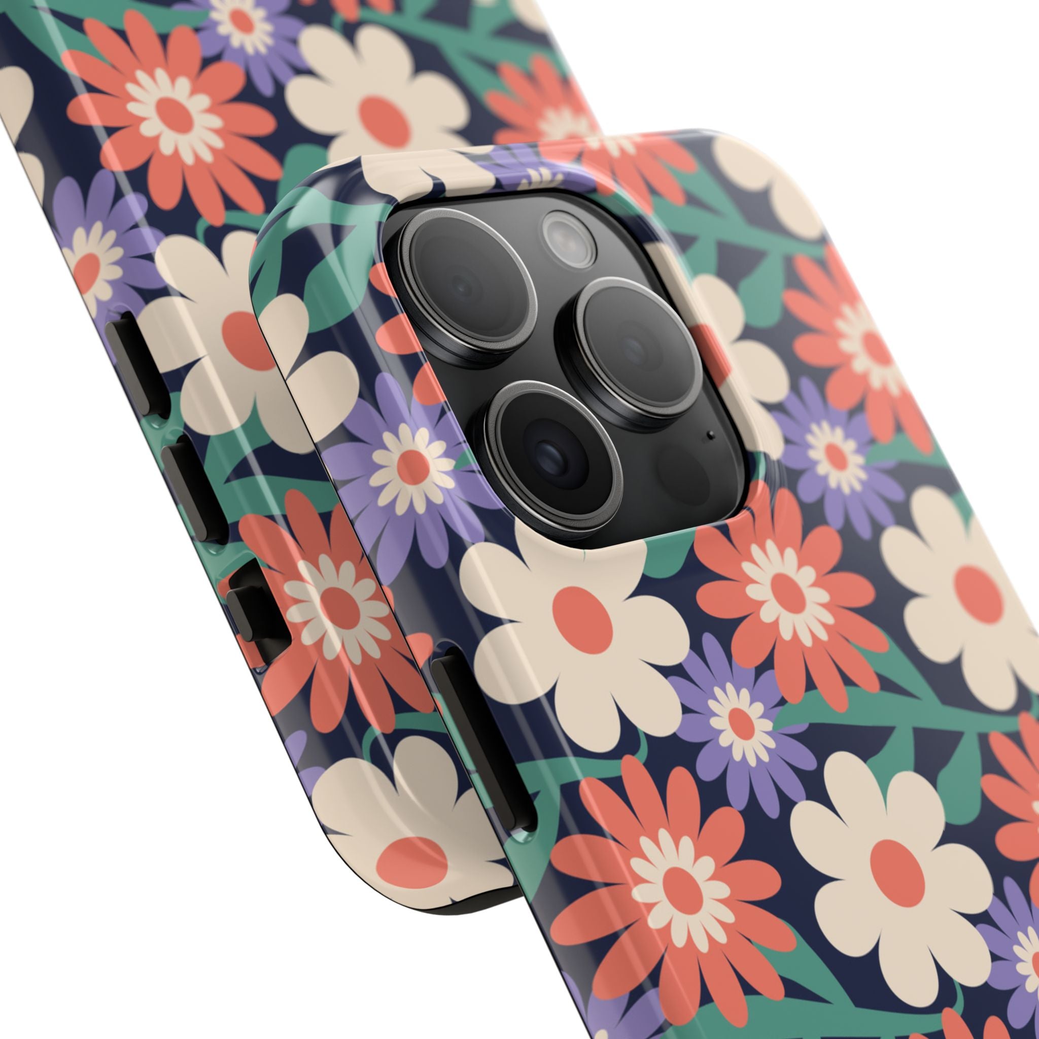Floral Tough Phone Case — Retro Daisies Protective Phone Cover