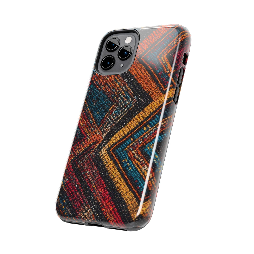 Tough Phone Case — Boho Geometric Rug Pattern, Protective iPhone Cover