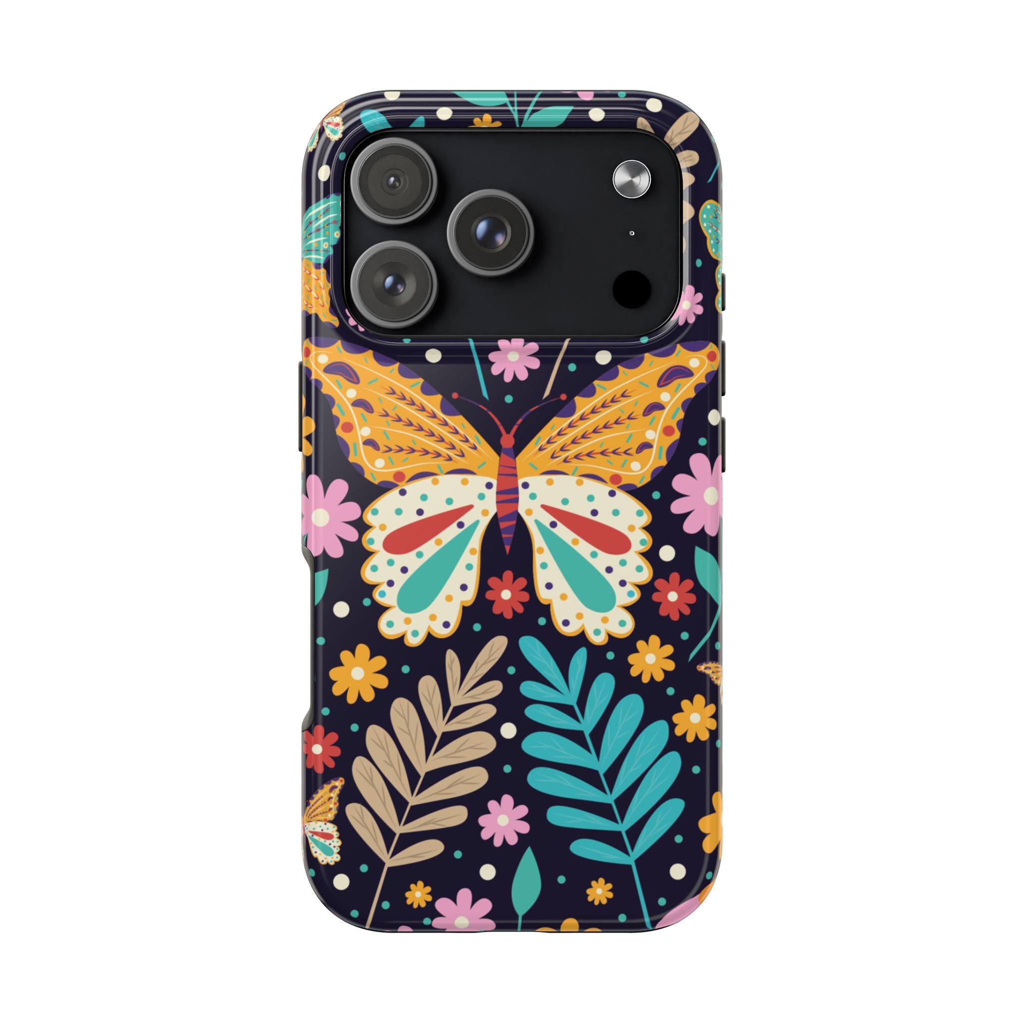 Floral Butterfly Tough Phone Case — Colorful Garden Protective Cover