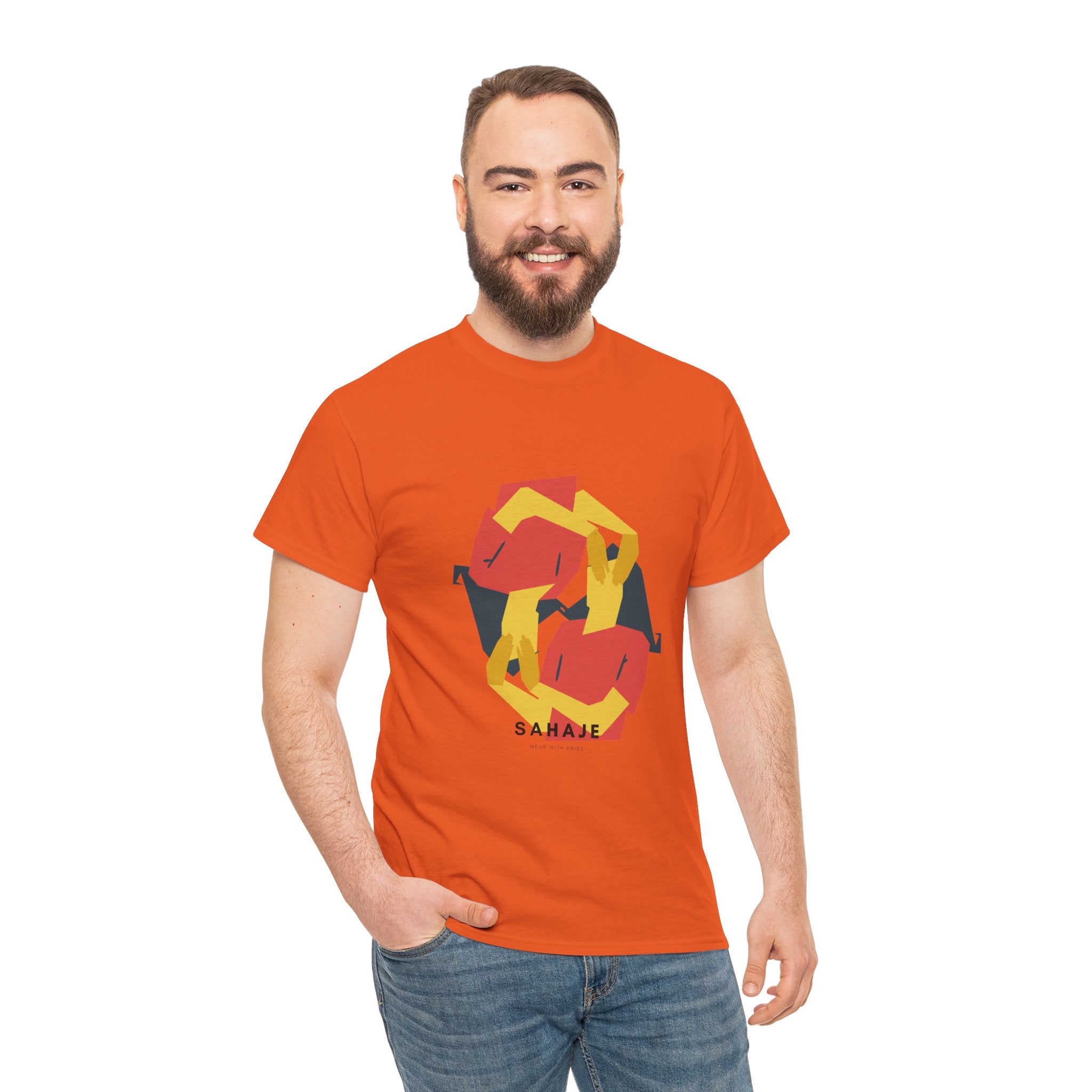 Geometric Fox Tee — Stylized Red & Yellow Fox Illustration T-Shirt