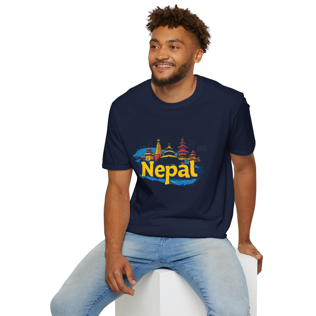 Nepal Temple Skyline T-Shirt – Nepali Cultural Heritage Graphic Tee, Travel & Spiritual Design