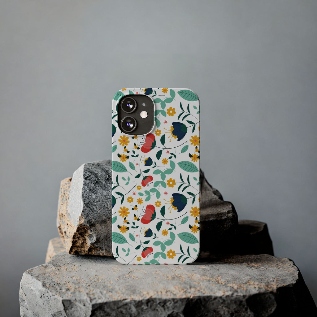 Floral Slim Phone Case — Colorful Folk Flower Pattern