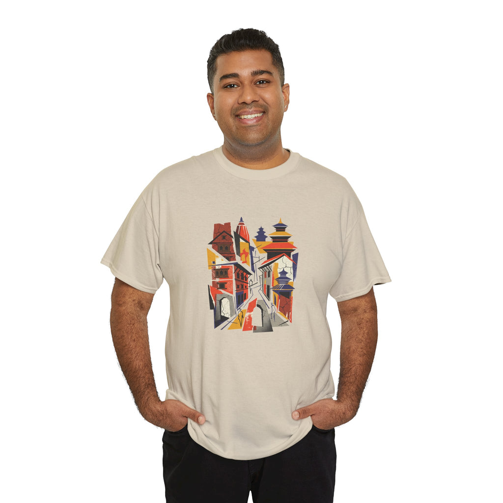 Cityscape Abstract Tee — Colorful Urban Architecture Graphic T‑Shirt