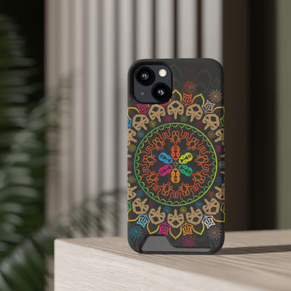 Colorful Mandala Phone Case with Card Holder, Bohemian Phone Accessory, Gift for Him/Her, Vibrant Smartphone Case, Artistic Phone Cover