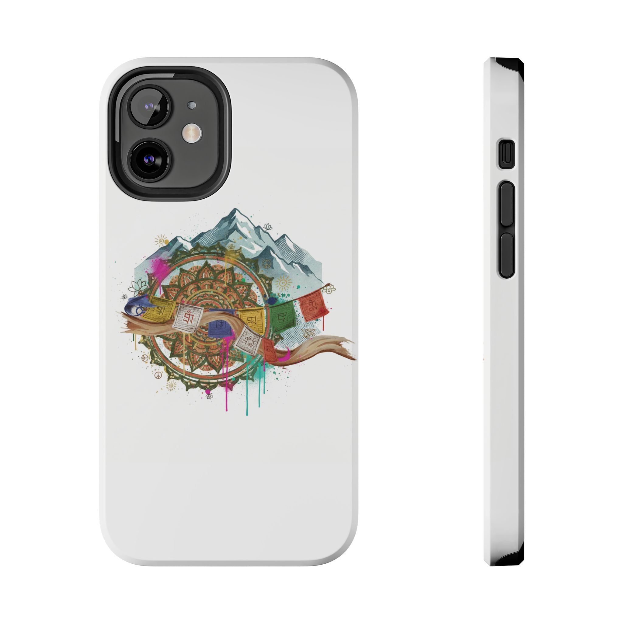 Mountain Compass Tough Phone Case with Prayer Flags & Fish Design