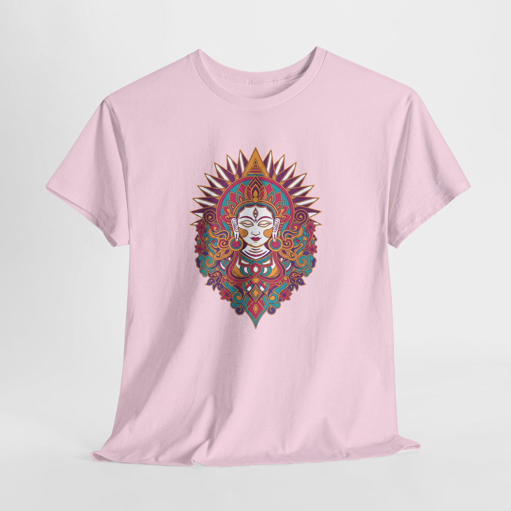 Spiritual Goddess Sun Mandala Tee — Colorful Boho Yoga T‑Shirt