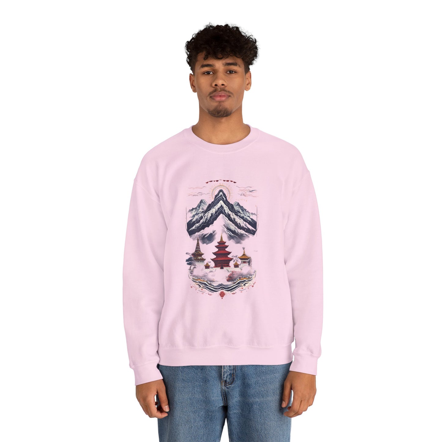 Japanese Mountain Pagoda Crewneck Sweatshirt