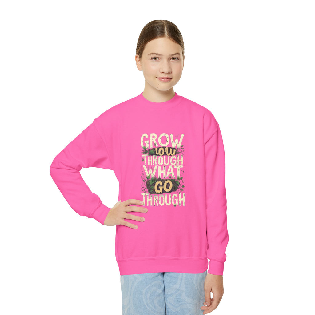 Youth Crewneck "Grow Slow, Go Far" Floral Sweatshirt