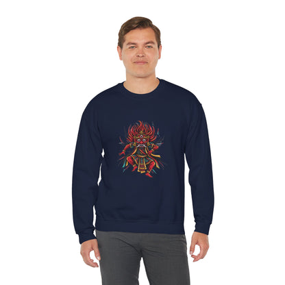 Crewneck Sweatshirt — Red Demon Guardian Graphic