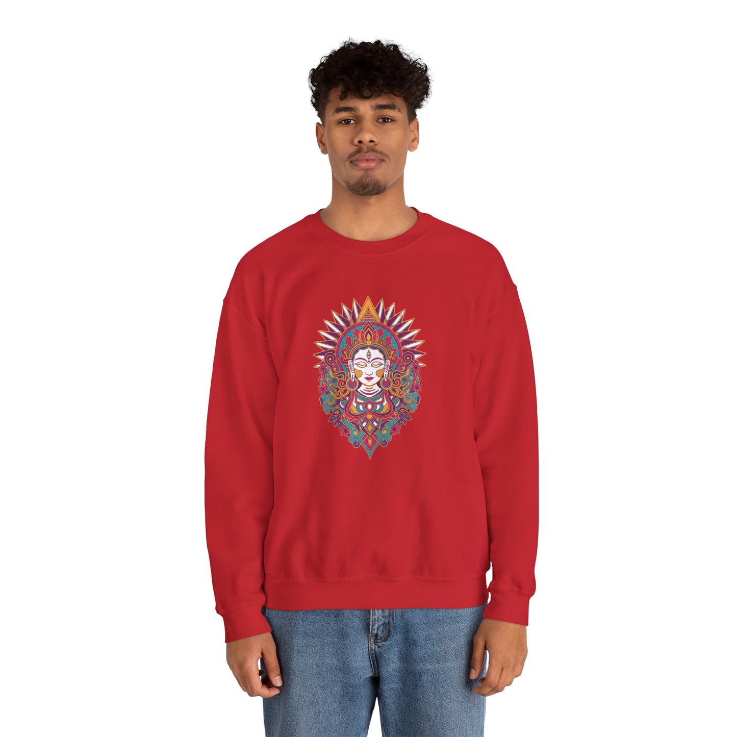 Crewneck Sweatshirt — Colorful Mandala Goddess Graphic