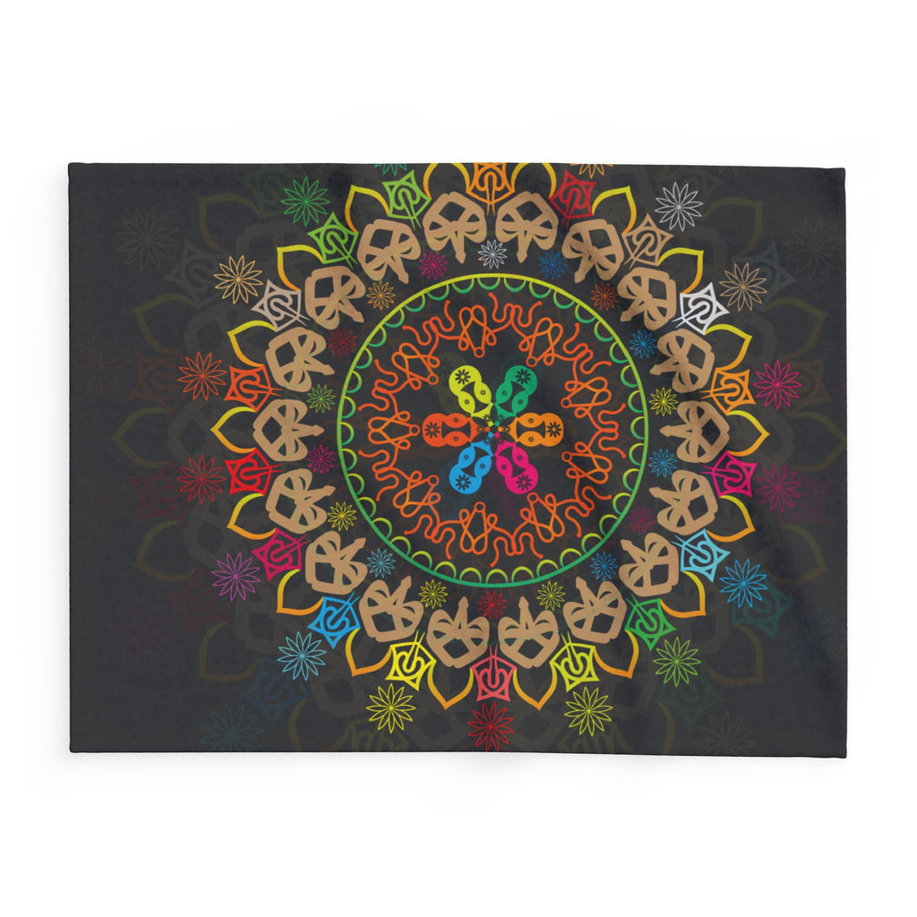 Mandala Skull Arctic Fleece Blanket — Colorful Bohemian Skull Circle Throw