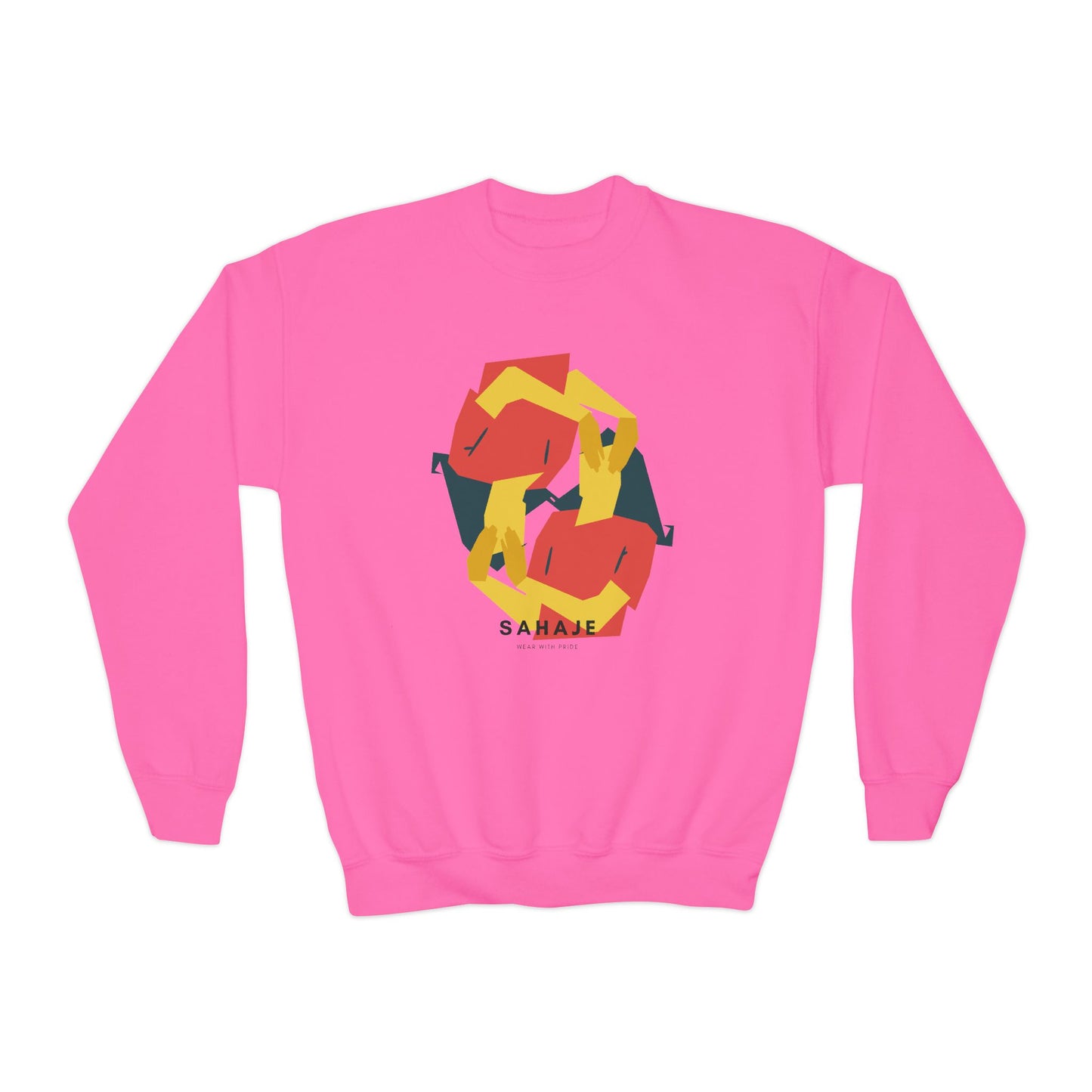 Abstract Geometric Crewneck Sweatshirt — Modern Colorblock Youth Pullover