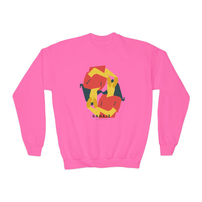 Abstract Geometric Crewneck Sweatshirt — Modern Colorblock Youth Pullover