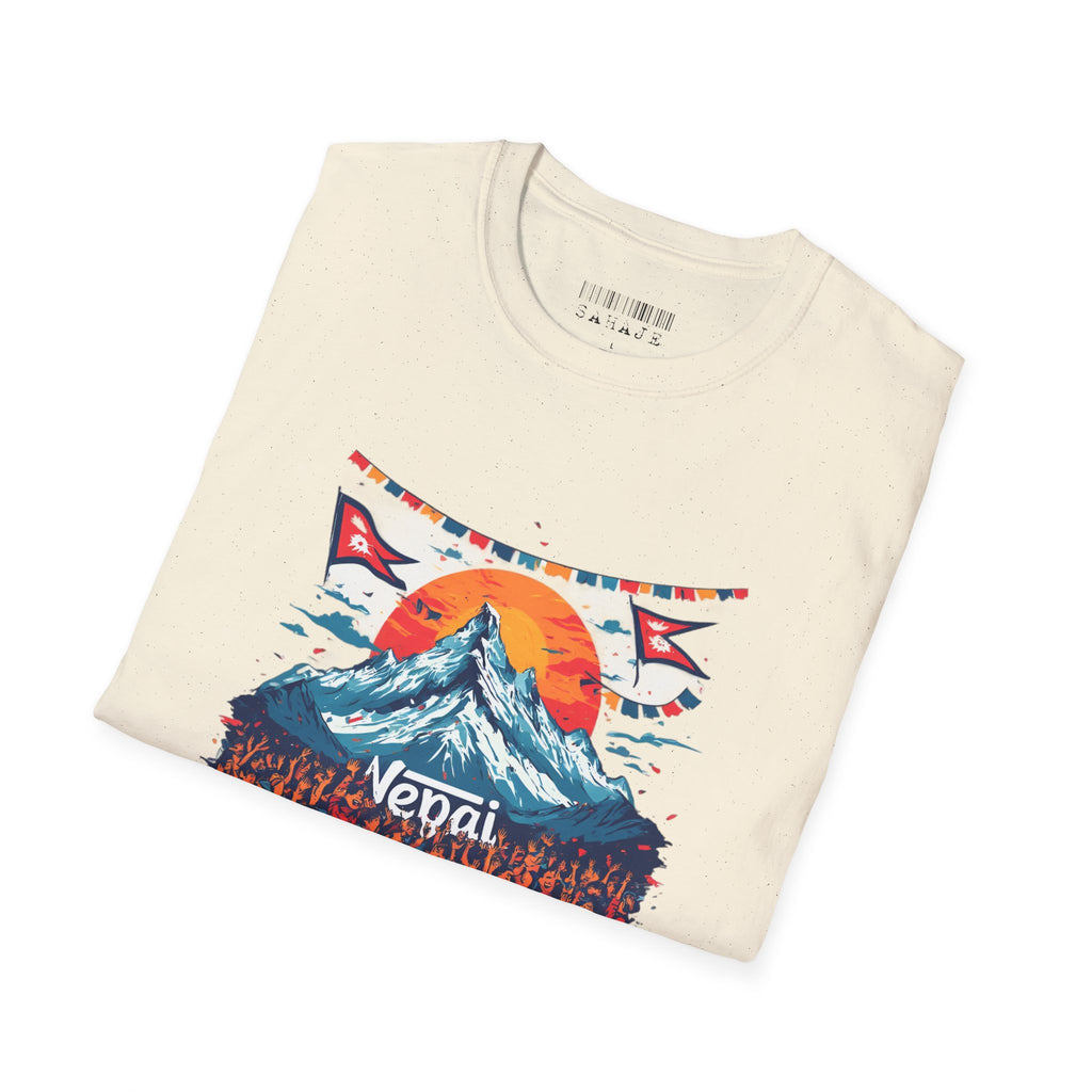 Nepal Mountain Sunrise T-Shirt — Retro Trekking Graphic Tee