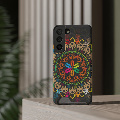 Colorful Mandala Phone Case with Card Holder, Bohemian Phone Accessory, Gift for Him/Her, Vibrant Smartphone Case, Artistic Phone Cover