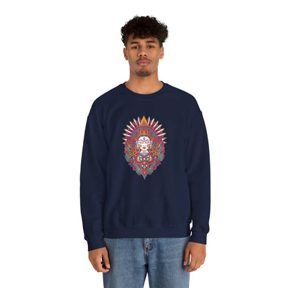 Crewneck Sweatshirt — Colorful Mandala Goddess Graphic