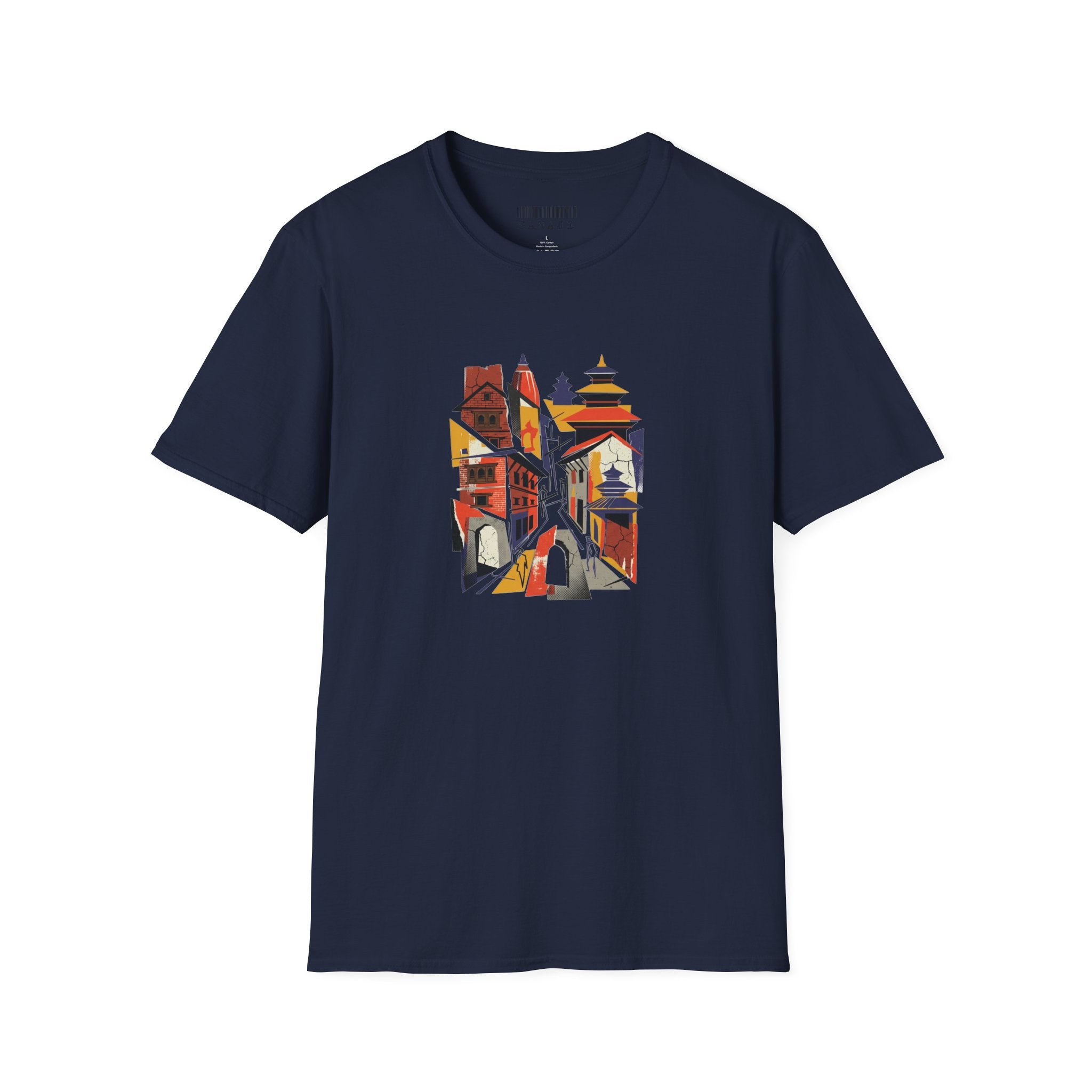 Cityscape Art Tee — Abstract Urban Alley Illustration T-Shirt