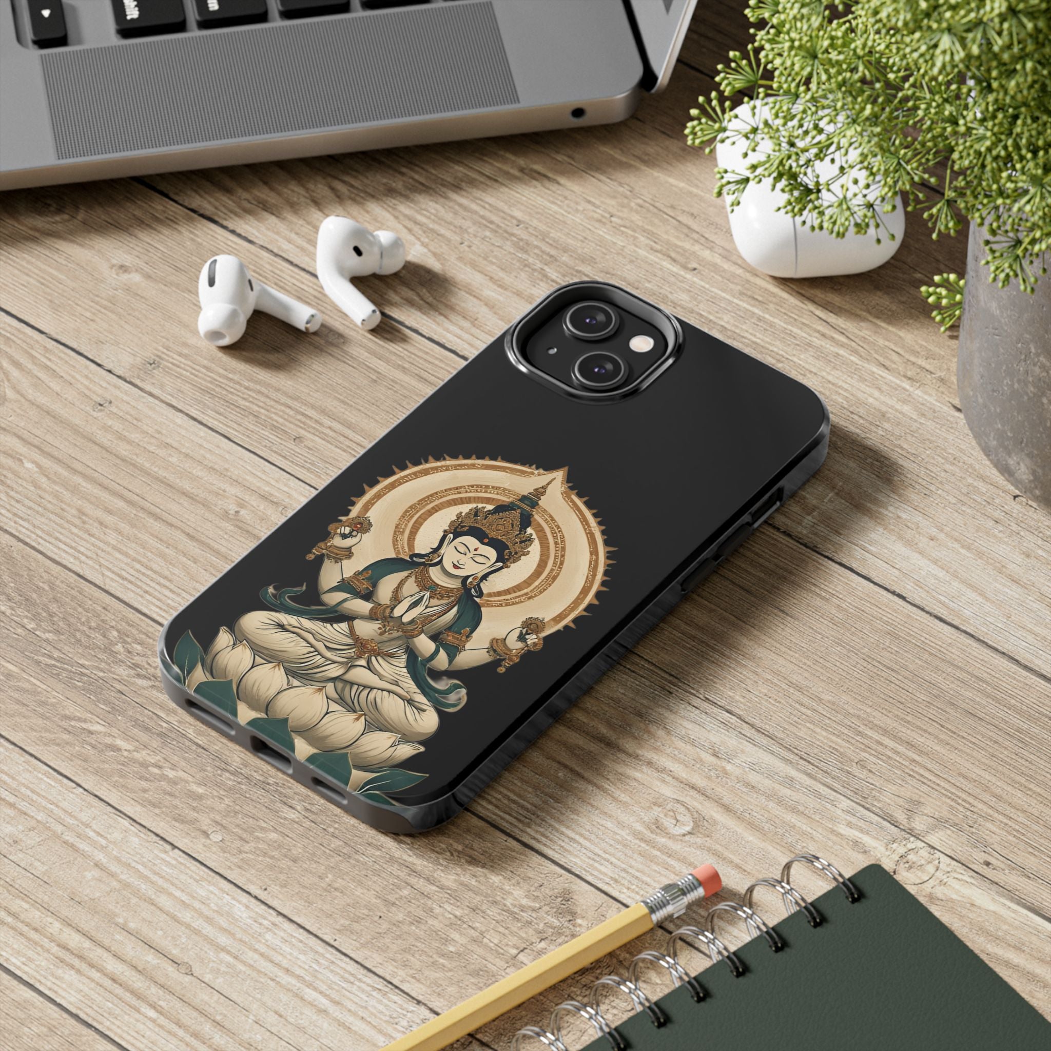 Bodhisattva Lotus Tough Phone Case — Protective Buddhist Meditation Phone Cover