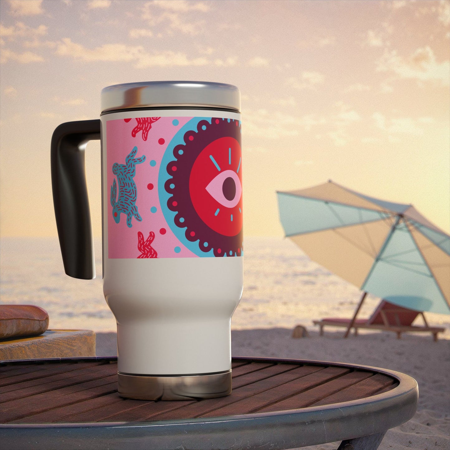 Vibrant Eye Design Stainless Steel Travel Mug, 14oz - Perfect for Coffee Lovers, Gifts for Her, Adventure Mug, Colorful Travel Cup, [...]
