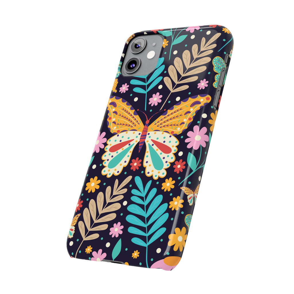 Butterfly Floral Slim Phone Case — Colorful Boho Garden Design