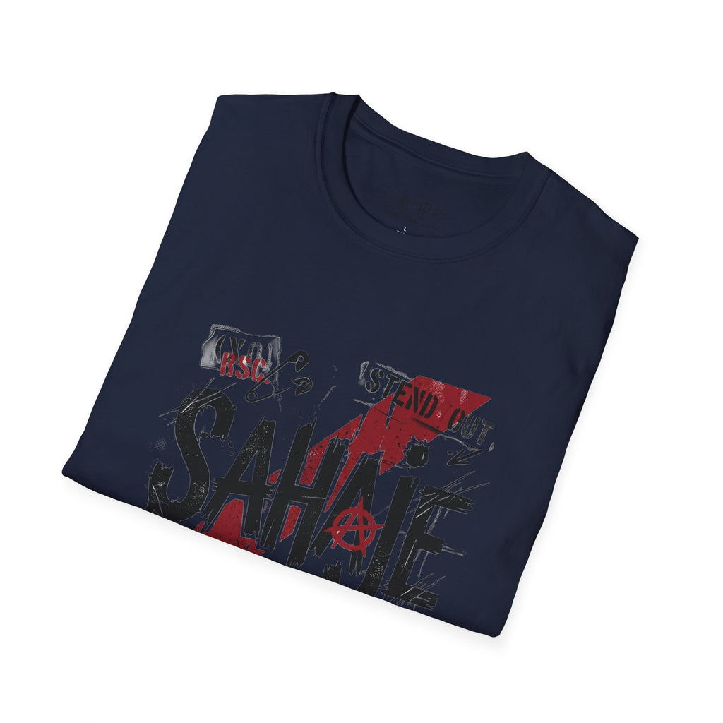 Sahajé Graphic T-Shirt — Bold Streetwear Tee with Red Slash Design